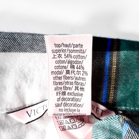 NWT Victoria Secret Flannel Pajama Set XXL 3pc Lounge White Red Green Plaid - Picture 6 of 12